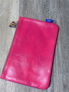 IPSY Cosmetic Bag Pink & Blue Makeup Pouch w/Artist Palette Zipper Charm